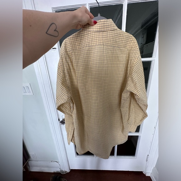 Barney's Yellow and Blue Checked Dress Shirt - Picture 6 of 6
